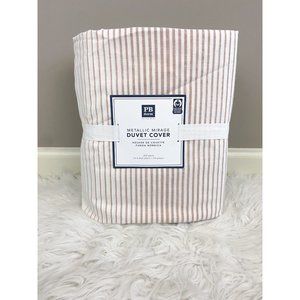 Pottery Barn Dorm Metallic Mirage Duvet Cover Full Queen Gold Silver Pink White